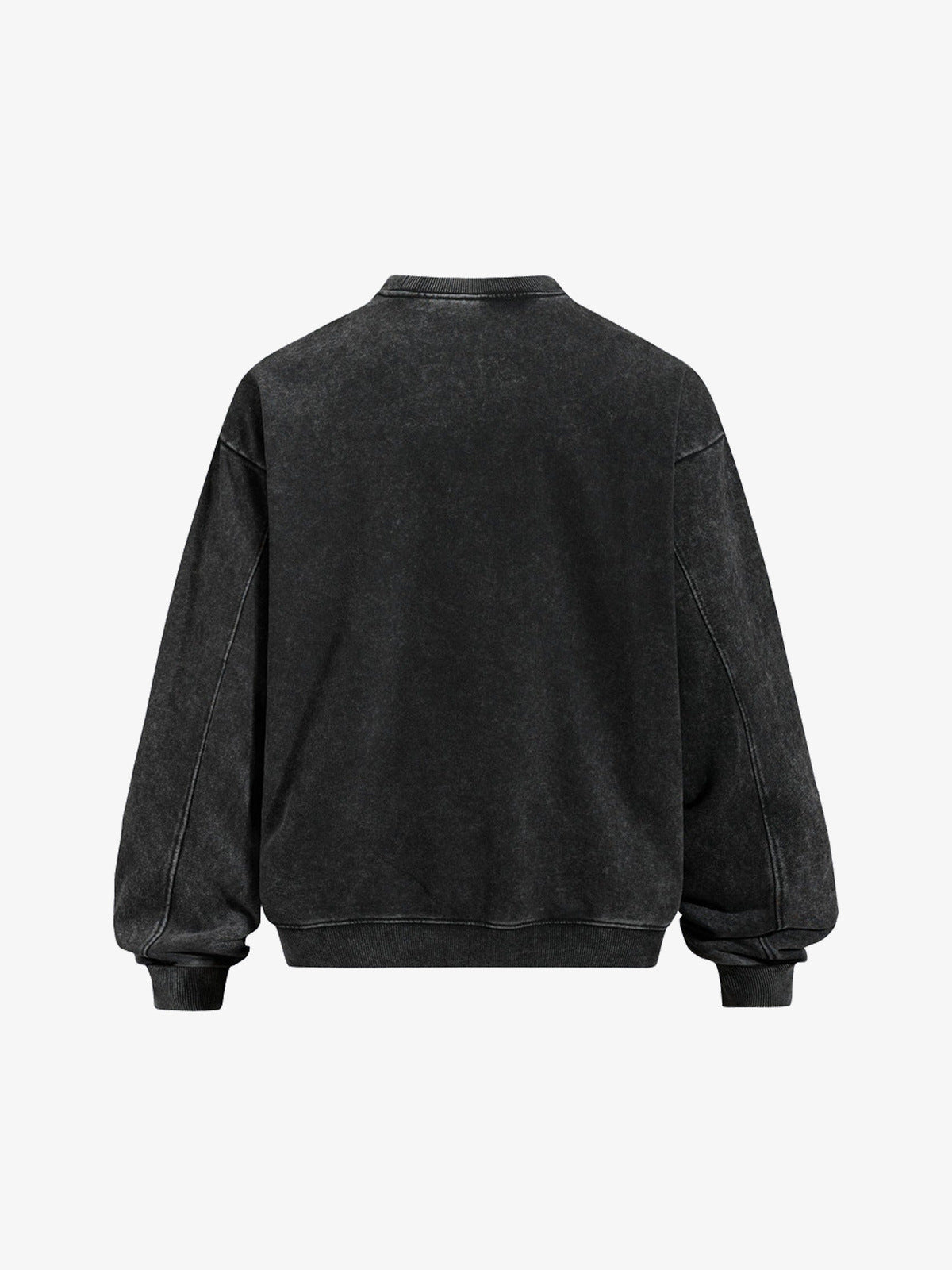 Sudadera cuello redondo oversize negro lavado – vista trasera plana | XoKool