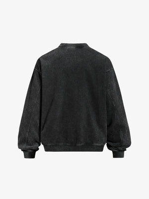 Sudadera cuello redondo oversize negro lavado – vista trasera plana | XoKool