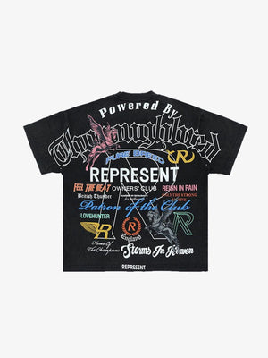 Washed Black Oversized Tee with Collage Back Print – back view | XoKool