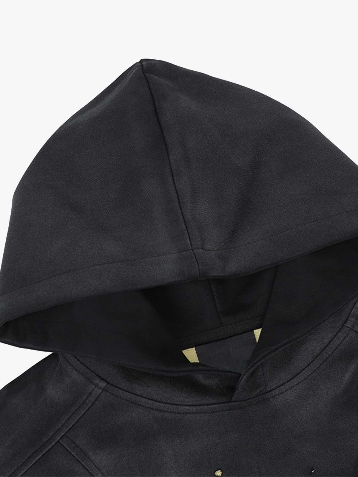 Paint splatter hoodie – Black / Yellow, hood close-up | XoKool