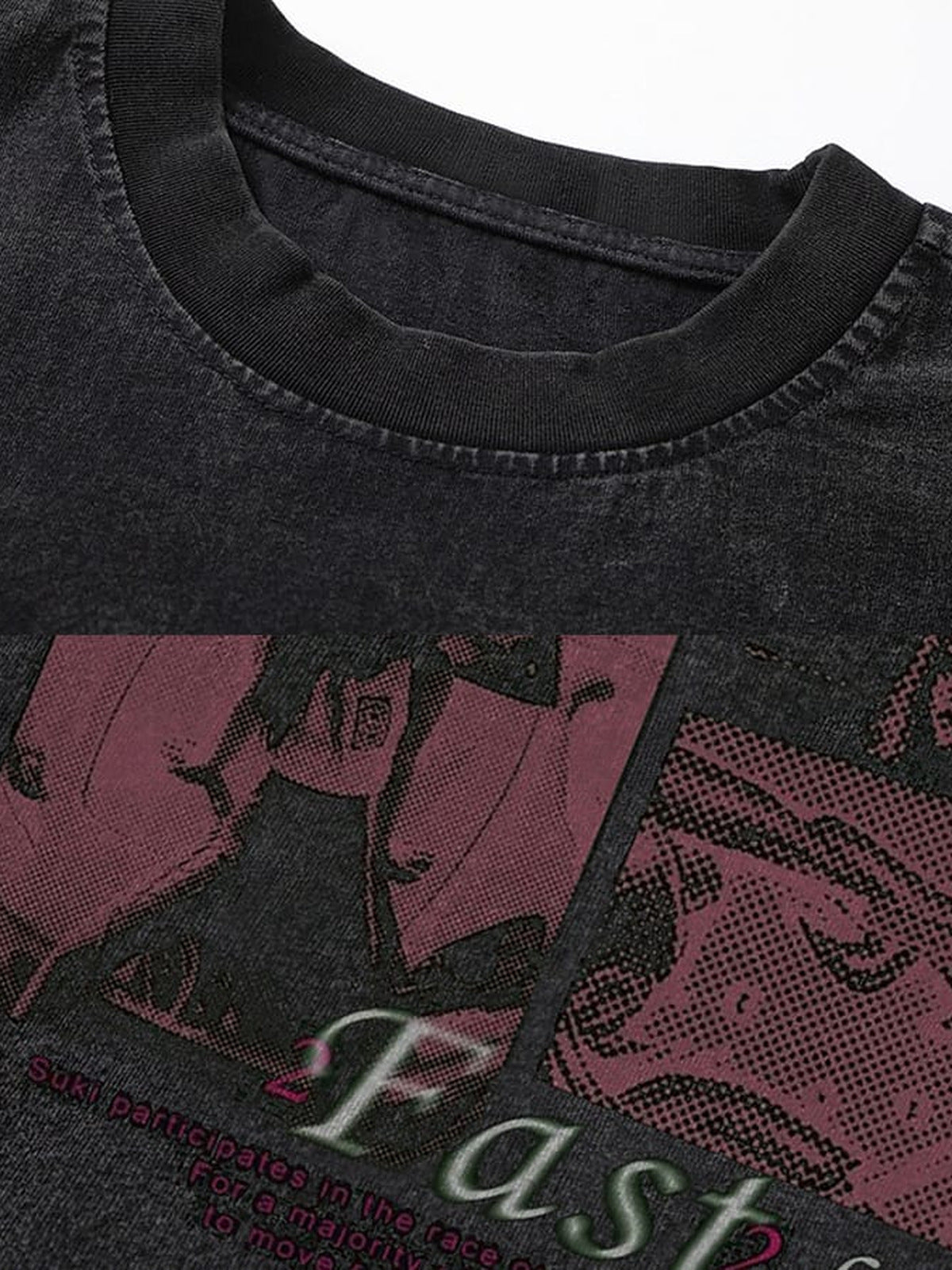 Photo print muscle tee – collar and print close-up | XoKool