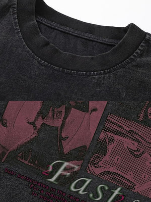 Photo print muscle tee – collar and print close-up | XoKool