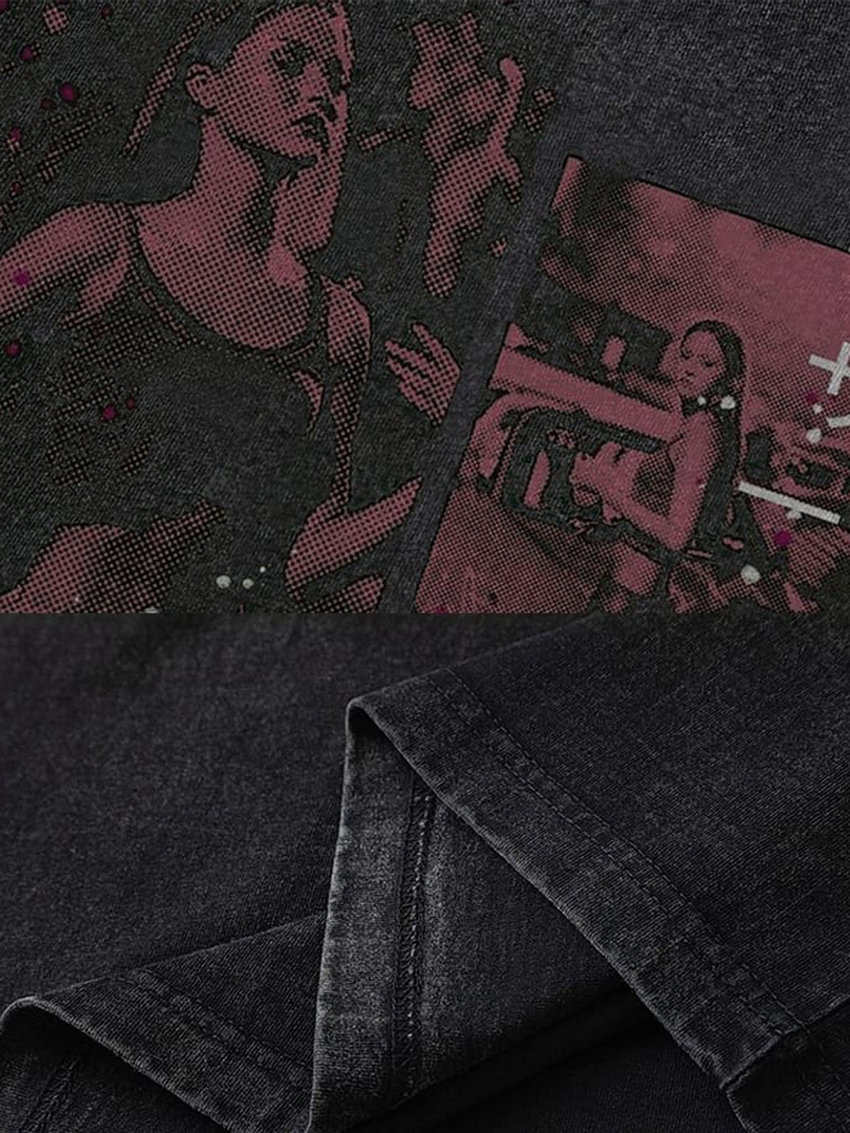 Photo print muscle tee – print and hem close-up | XoKool