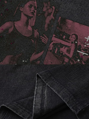 Photo print muscle tee – print and hem close-up | XoKool