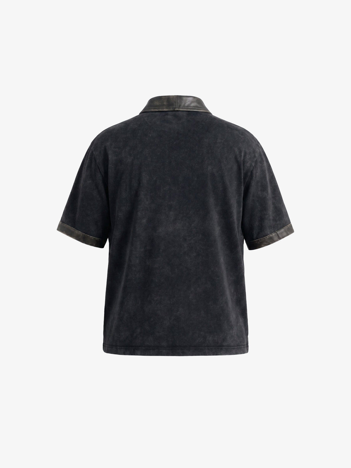 Washed black polo shirt – Washed Black, back flat | XoKool