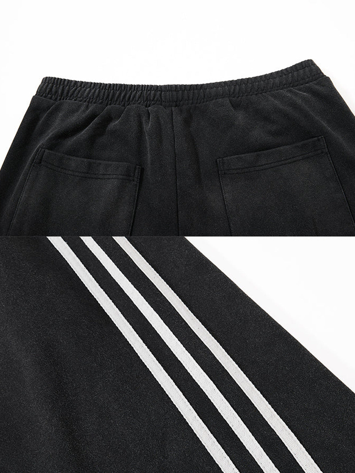 Side stripe sweatpants – Back pockets and stripes close-up | XoKool