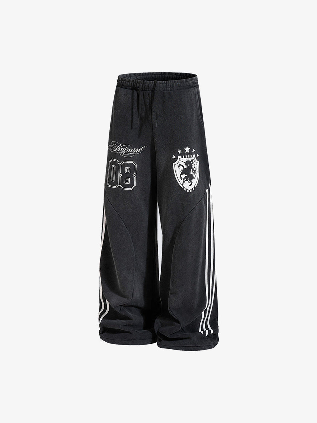Side stripe sweatpants – Black, front angled | XoKool