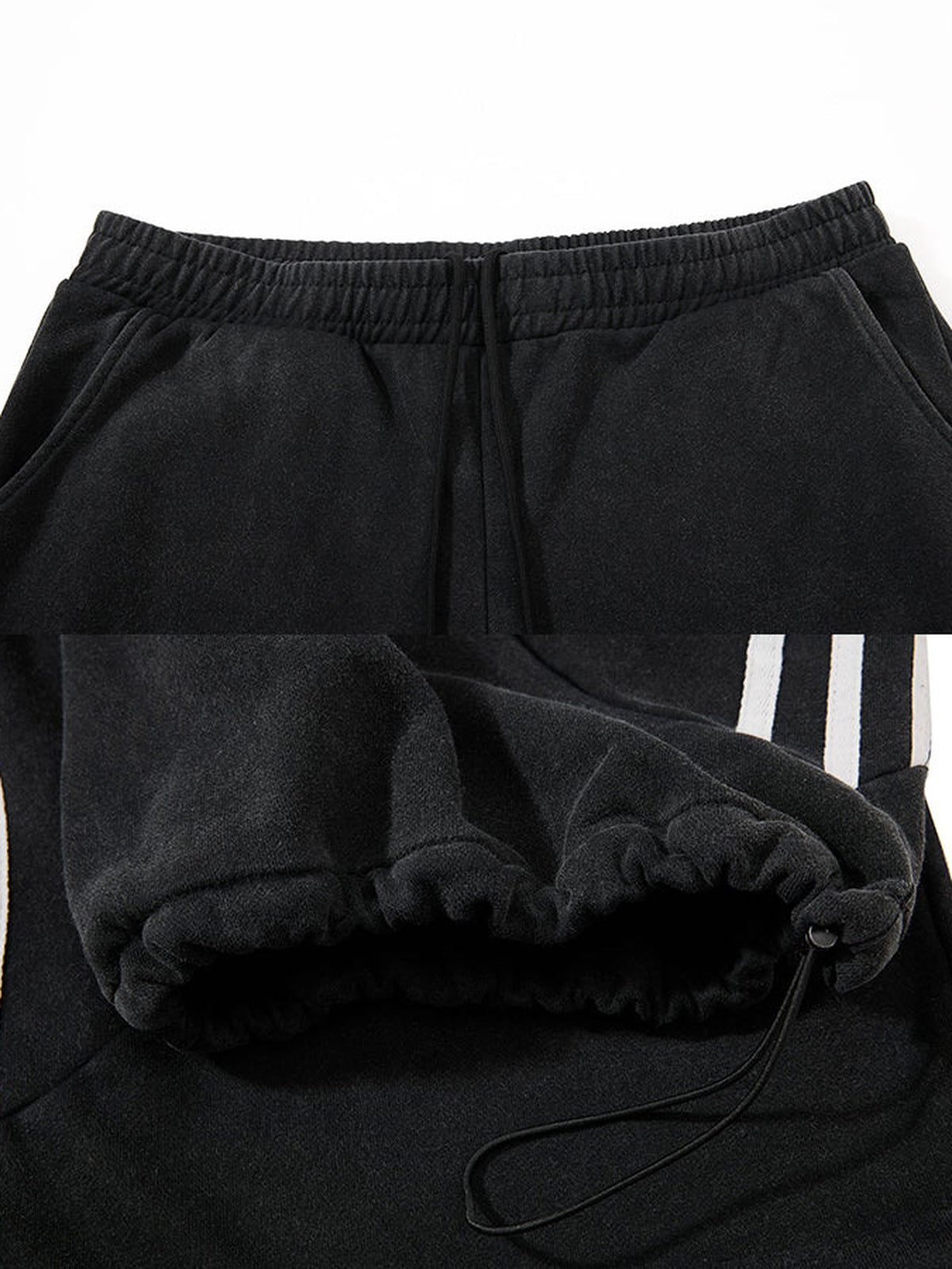 Side stripe sweatpants – Waistband and hem toggle close-up | XoKool