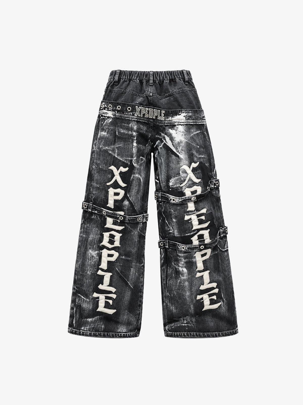 Black strap jeans – Black, back flat with letters | XoKool