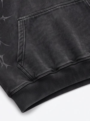 Dornen-Hoodie – Nahaufnahme von Tasche und Saum | XoKool