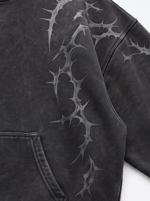 Dornen-Hoodie – Nahaufnahme des Dornen-Prints an der Schulter | XoKool