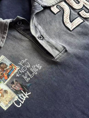Polo en capas efecto lavado – primer plano del parche de foto y el 29 | XoKool