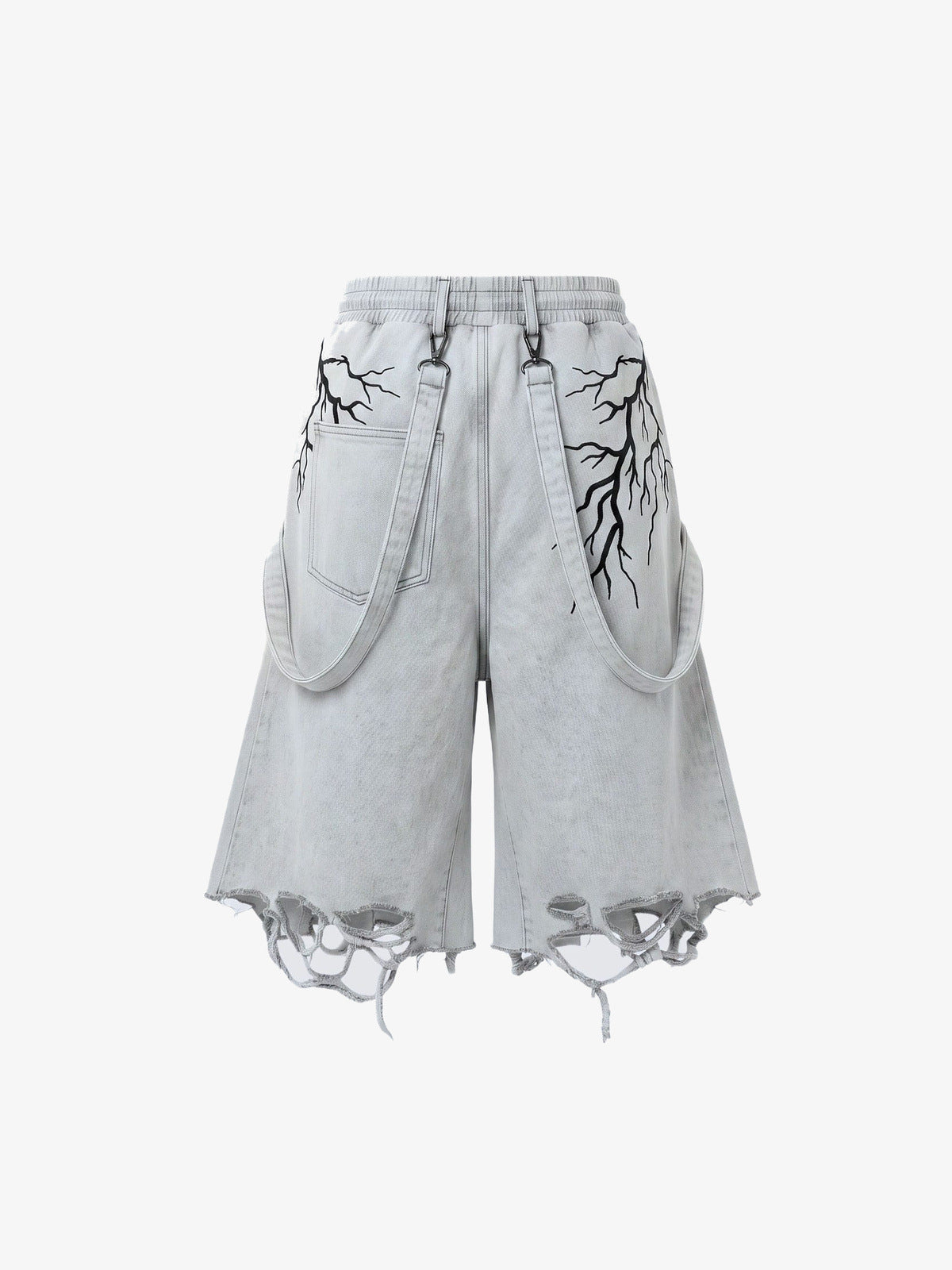 Shorts deportivos con correas – gris claro, frente plano con correas | XoKool