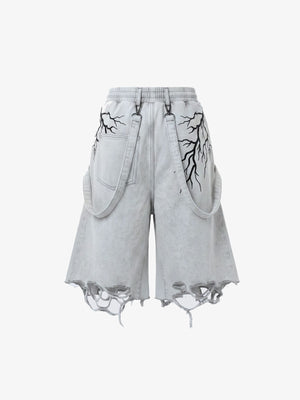 Shorts deportivos con correas – gris claro, frente plano con correas | XoKool
