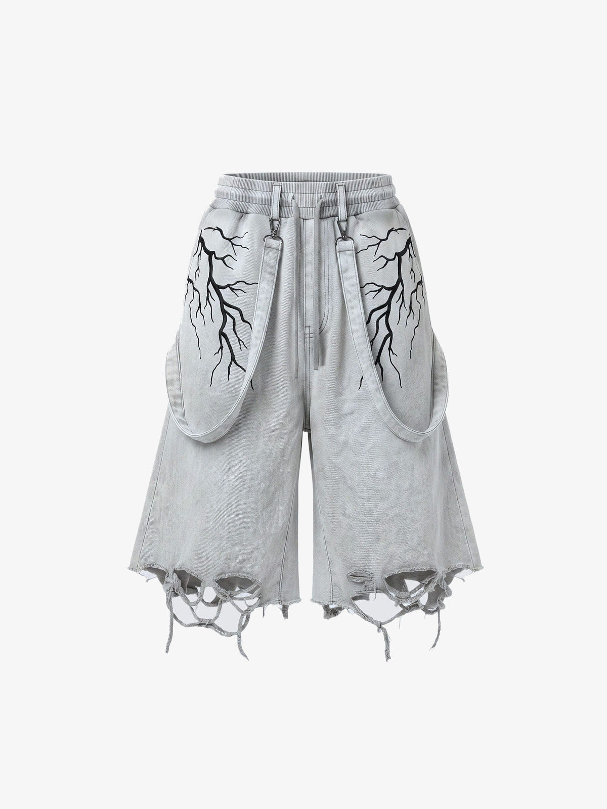 Shorts deportivos con correas – gris claro, frente plano | XoKool