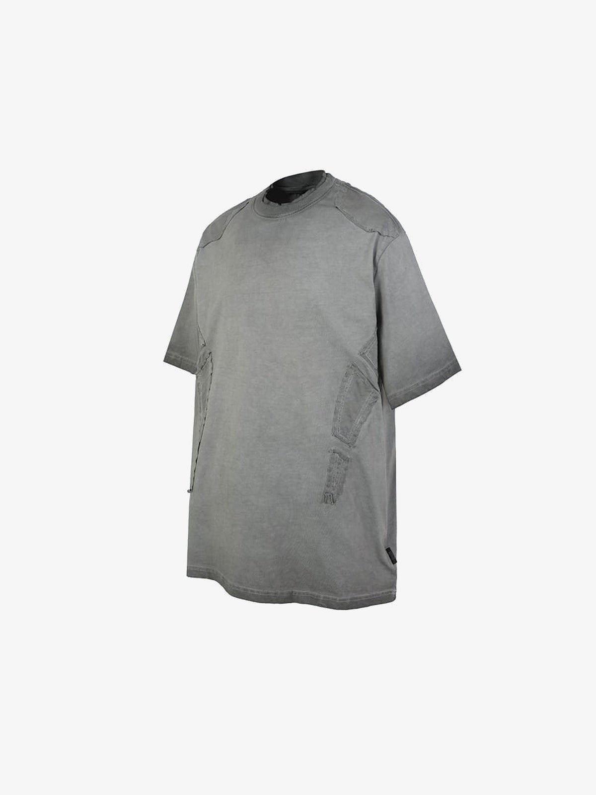 Washed Boxy T-Shirt – Grau, seitlich schräg | XoKool