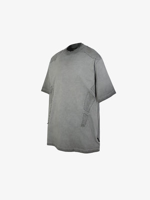 Washed Boxy T-Shirt – Grau, seitlich schräg | XoKool