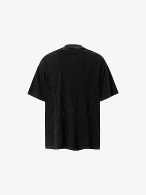 Washed Boxy Tee with Curved Panel Seams and Rivets – Washed Black, back | XoKool