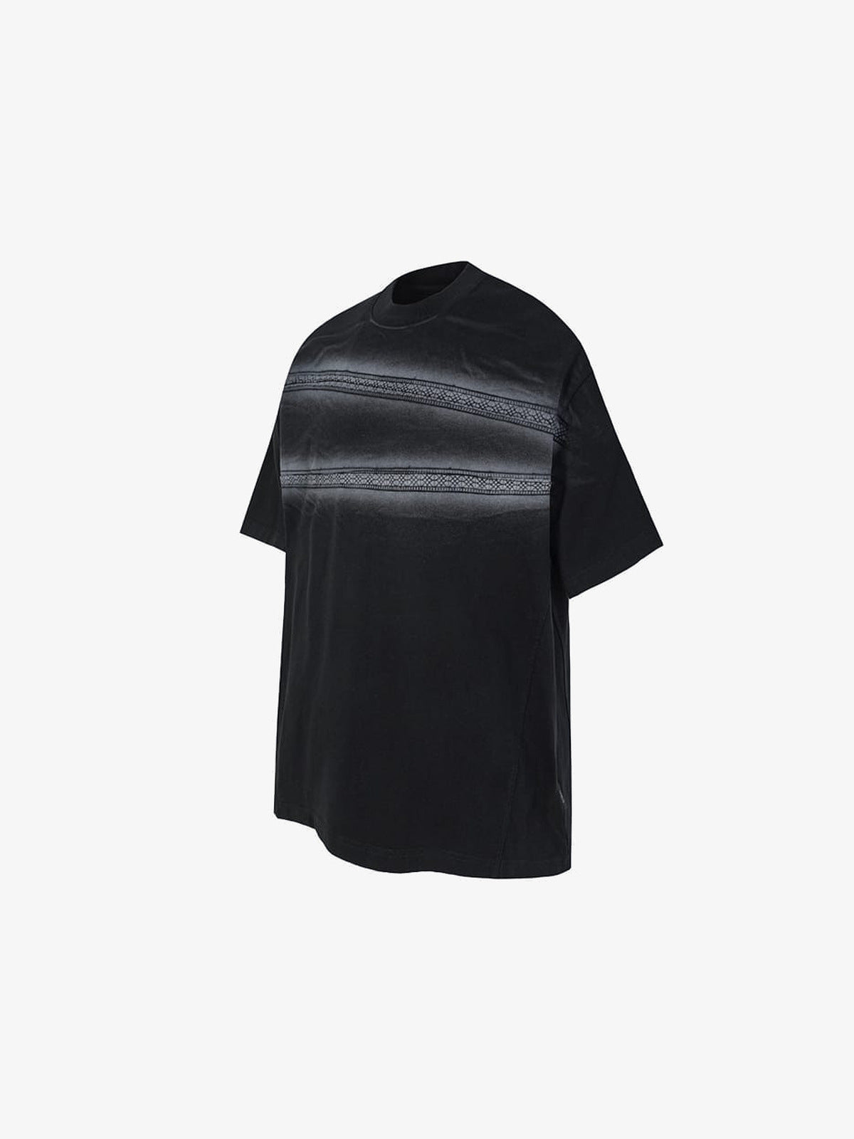 Lace stripe boxy tee – Black, angled | XoKool