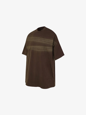 Lace stripe boxy tee – Brown, angled | XoKool