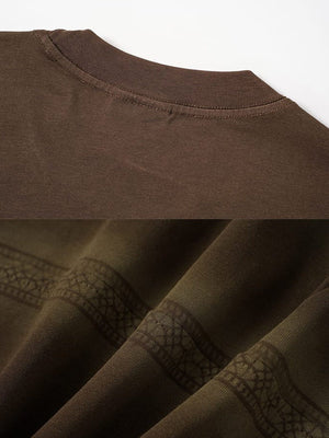 Lace stripe boxy tee – Brown, collar & stripe close-up | XoKool