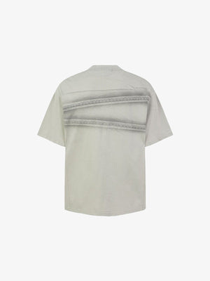 Lace stripe boxy tee – Light grey, back flat | XoKool