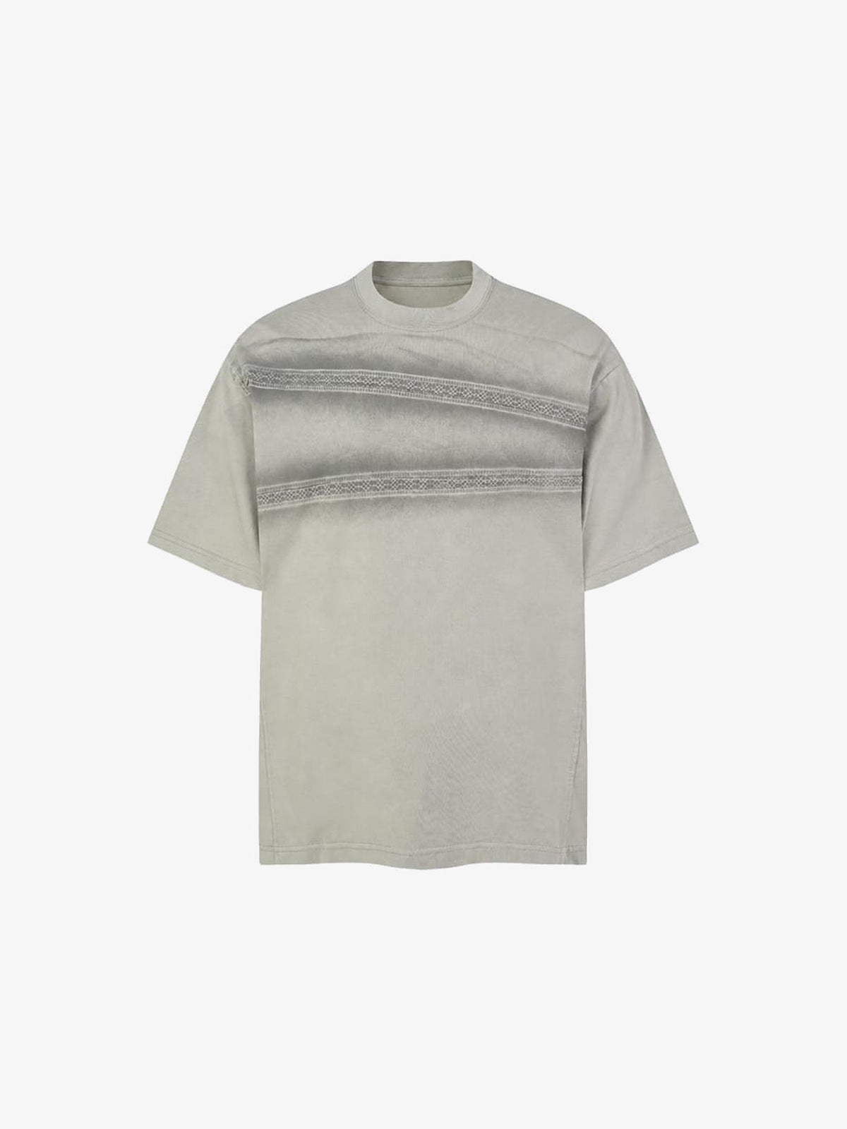Lace stripe boxy tee – Light grey, front flat | XoKool