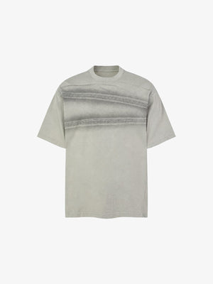 Lace stripe boxy tee – Light grey, front flat | XoKool