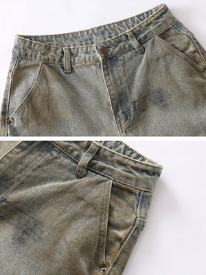 Jeans barrel de camuflaje con efecto lavado y dobladillo vuelto – detalle de cinturilla y bolsillo delantero | XoKool