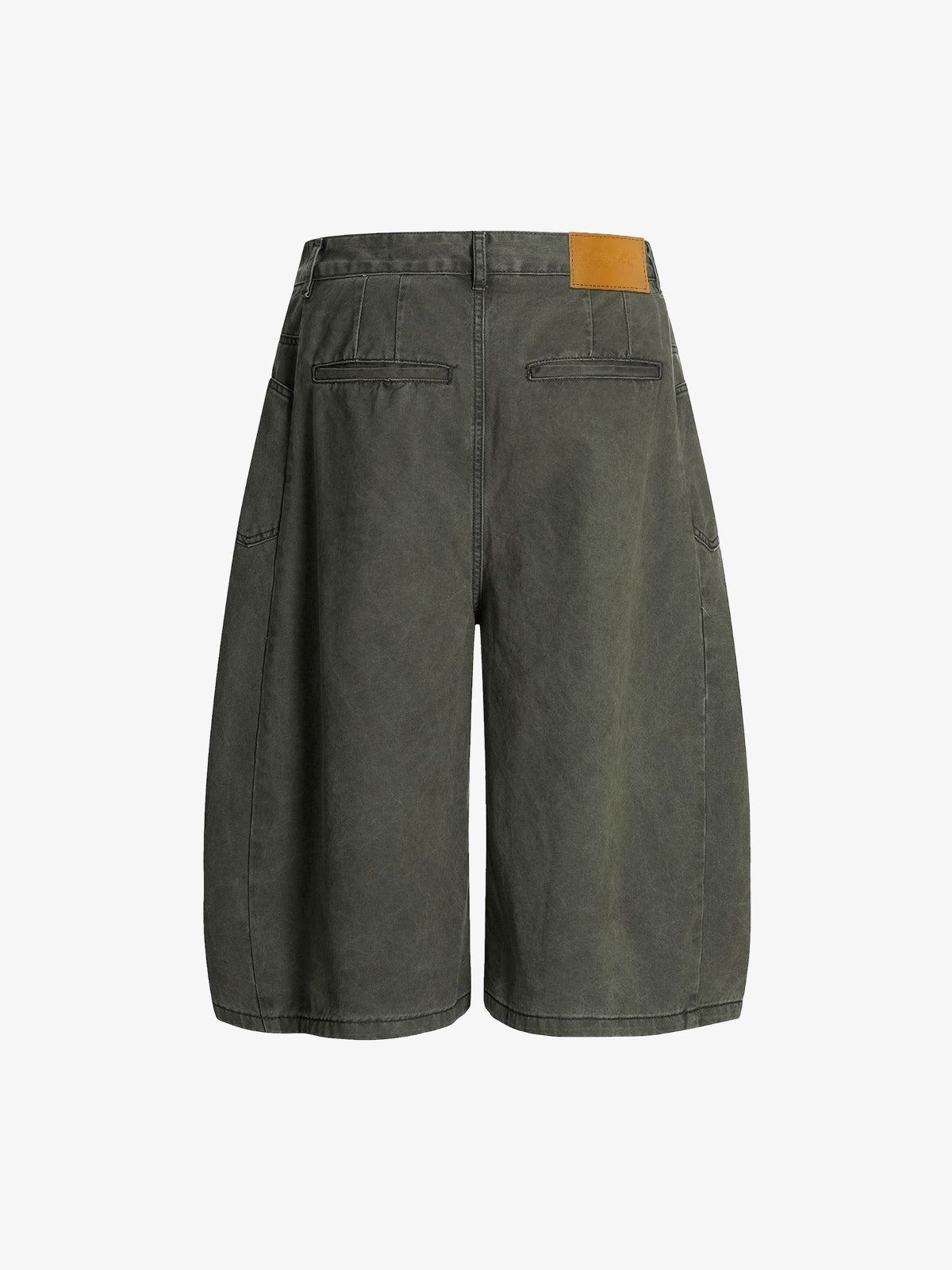 Washed Canvas Barrel Shorts – Olive, back flat view | XoKool