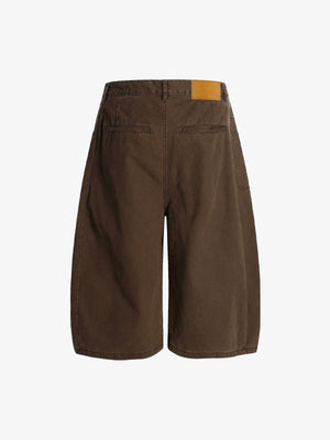 Washed Canvas Barrel Shorts – Brown, back flat view | XoKool