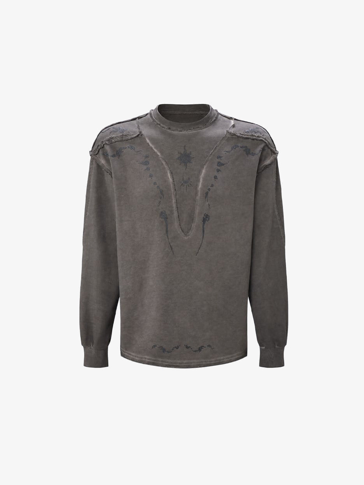 Washed Celestial Sweatshirt mit Raw Seams – Washed Braun, Vorderansicht | XoKool
