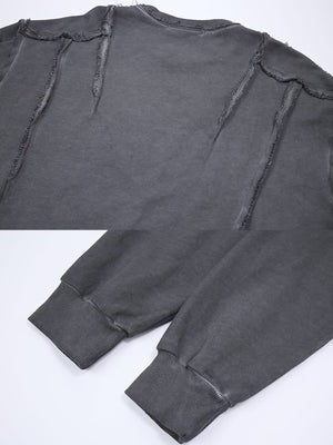 Washed Sweatshirt – Washed Anthrazit, Rückennaht und Bündchen im Detail | XoKool