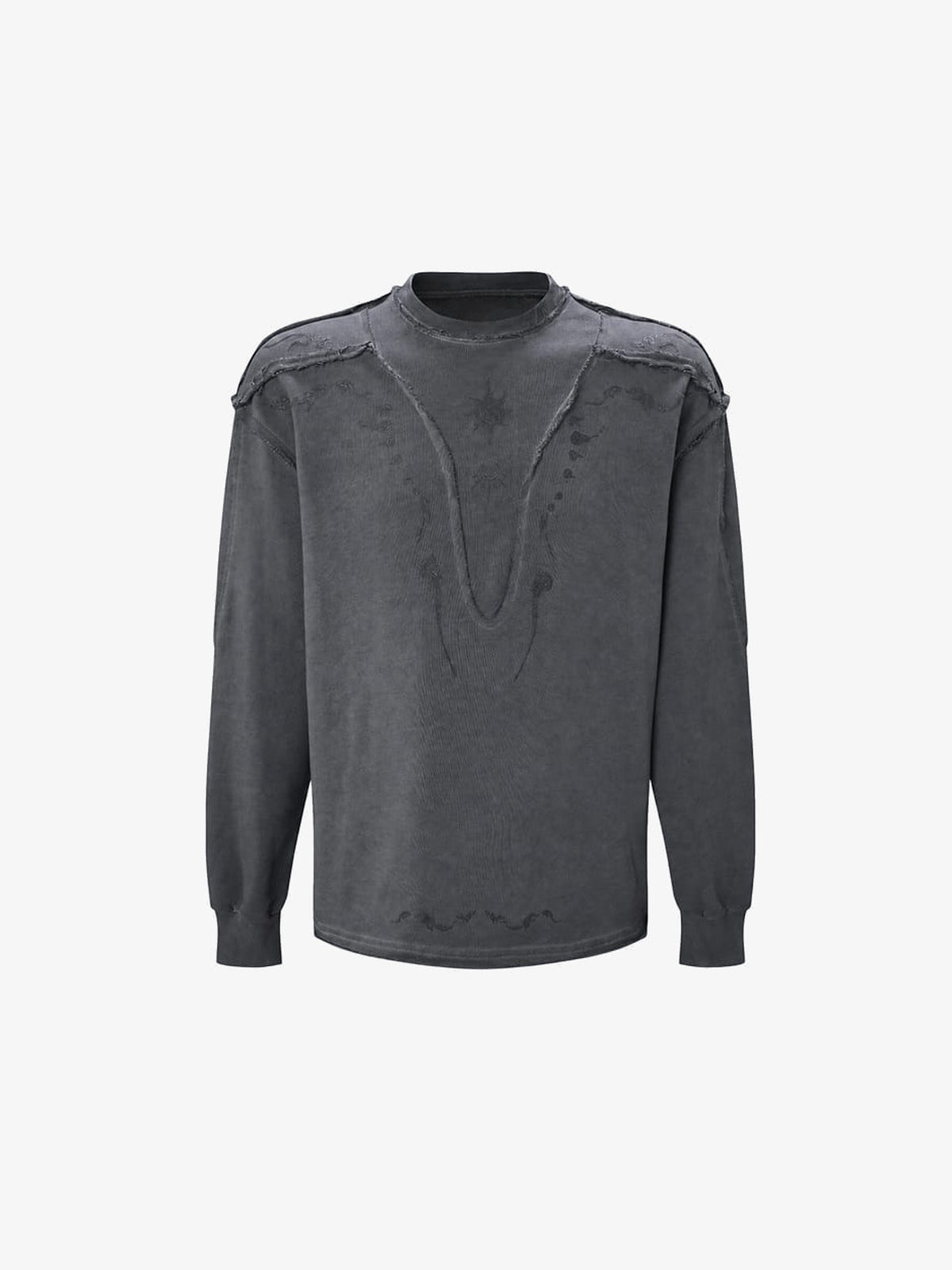 Washed Celestial Sweatshirt mit Raw Seams – Washed Anthrazit, Vorderansicht | XoKool