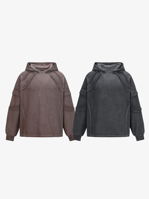 Washed Charcoal Hoodie with Exposed Seams – brown and charcoal together | XoKool