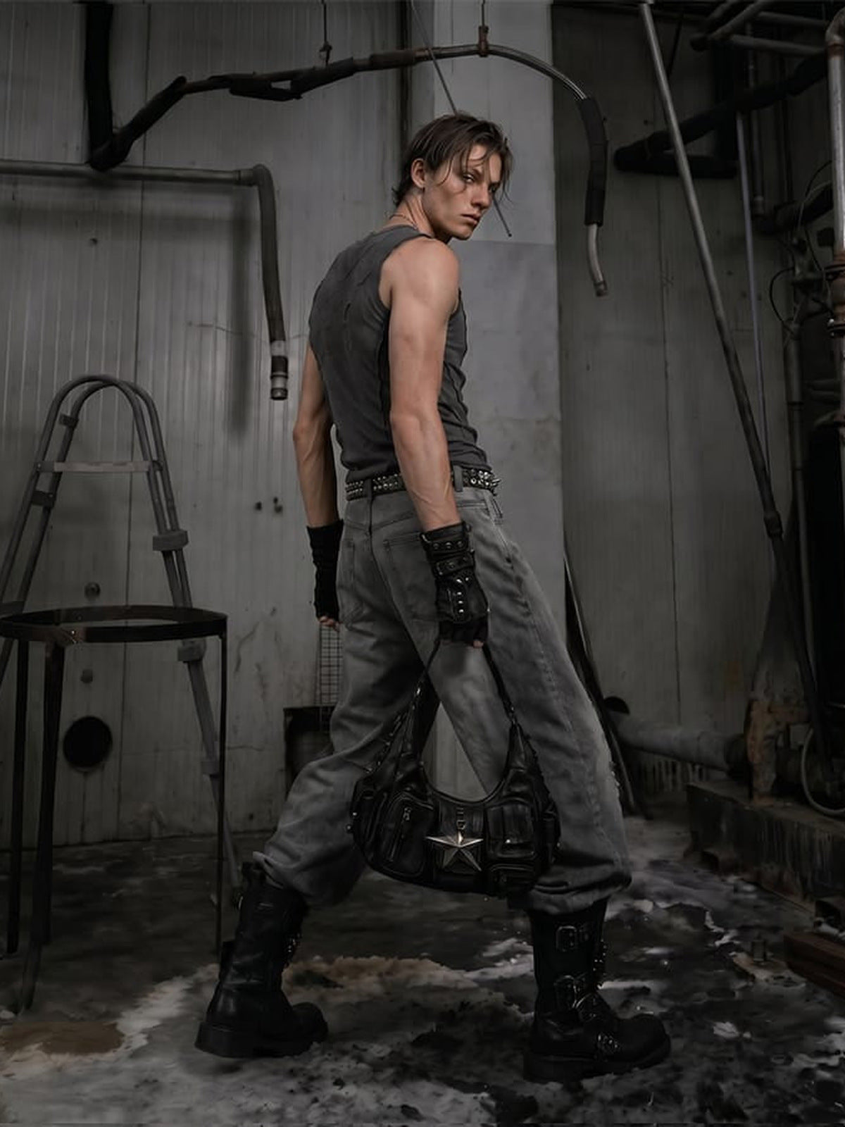 Ribbed tank top – on model, full body side | XoKool