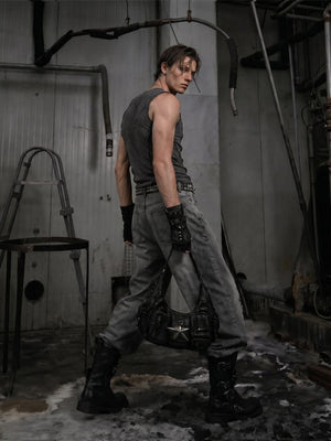 Ribbed tank top – on model, full body side | XoKool