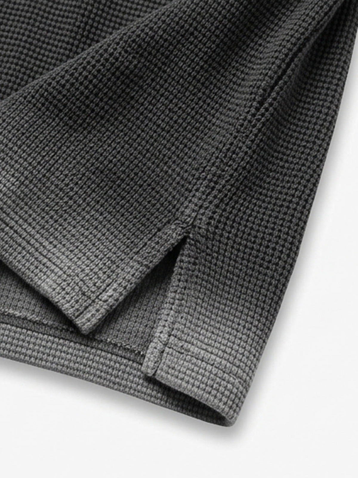 Waffle knit henley – side slit close-up | XoKool