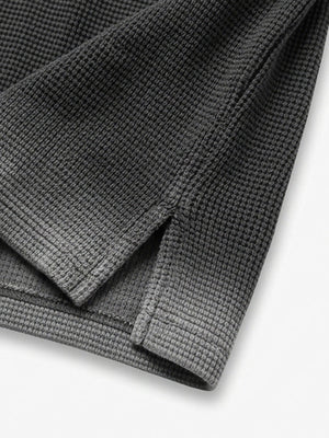 Waffle knit henley – side slit close-up | XoKool