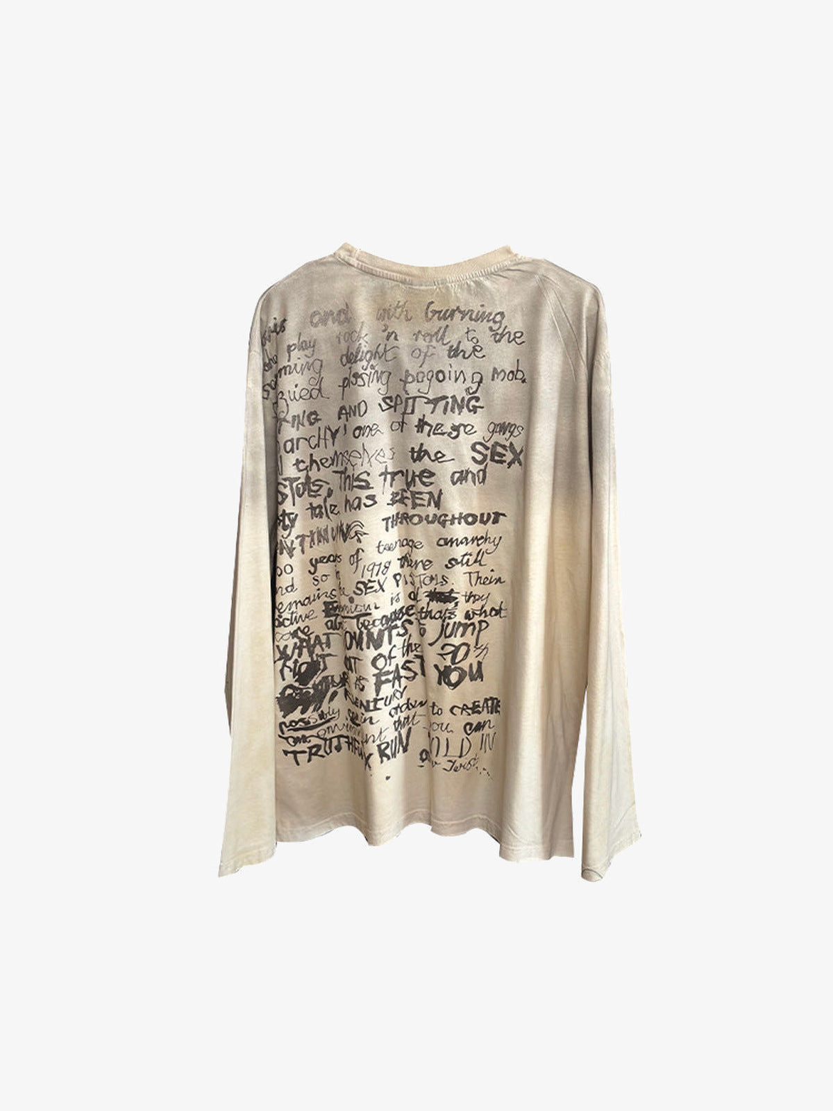 Washed Cream Longsleeve mit Sketch Print – Rückansicht | XoKool
