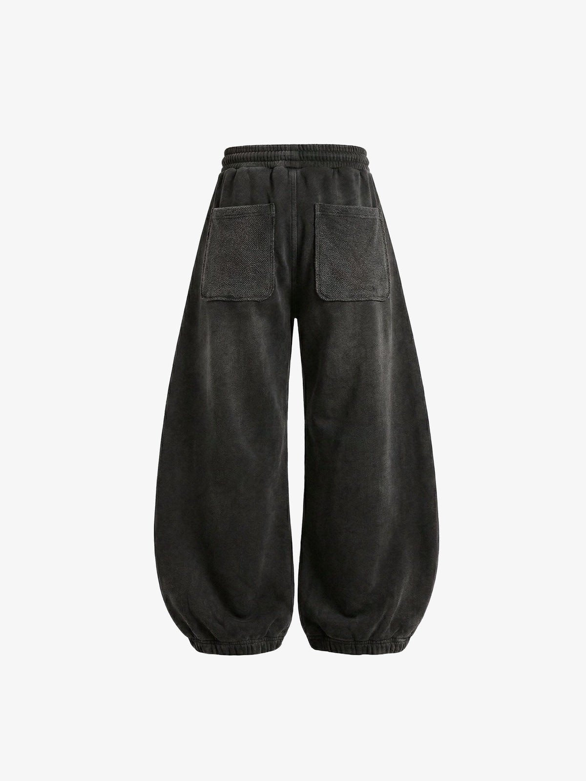 Pantalones deportivos balloon gris oscuro con efecto lavado y cremallera en el bajo – vista trasera | XoKool