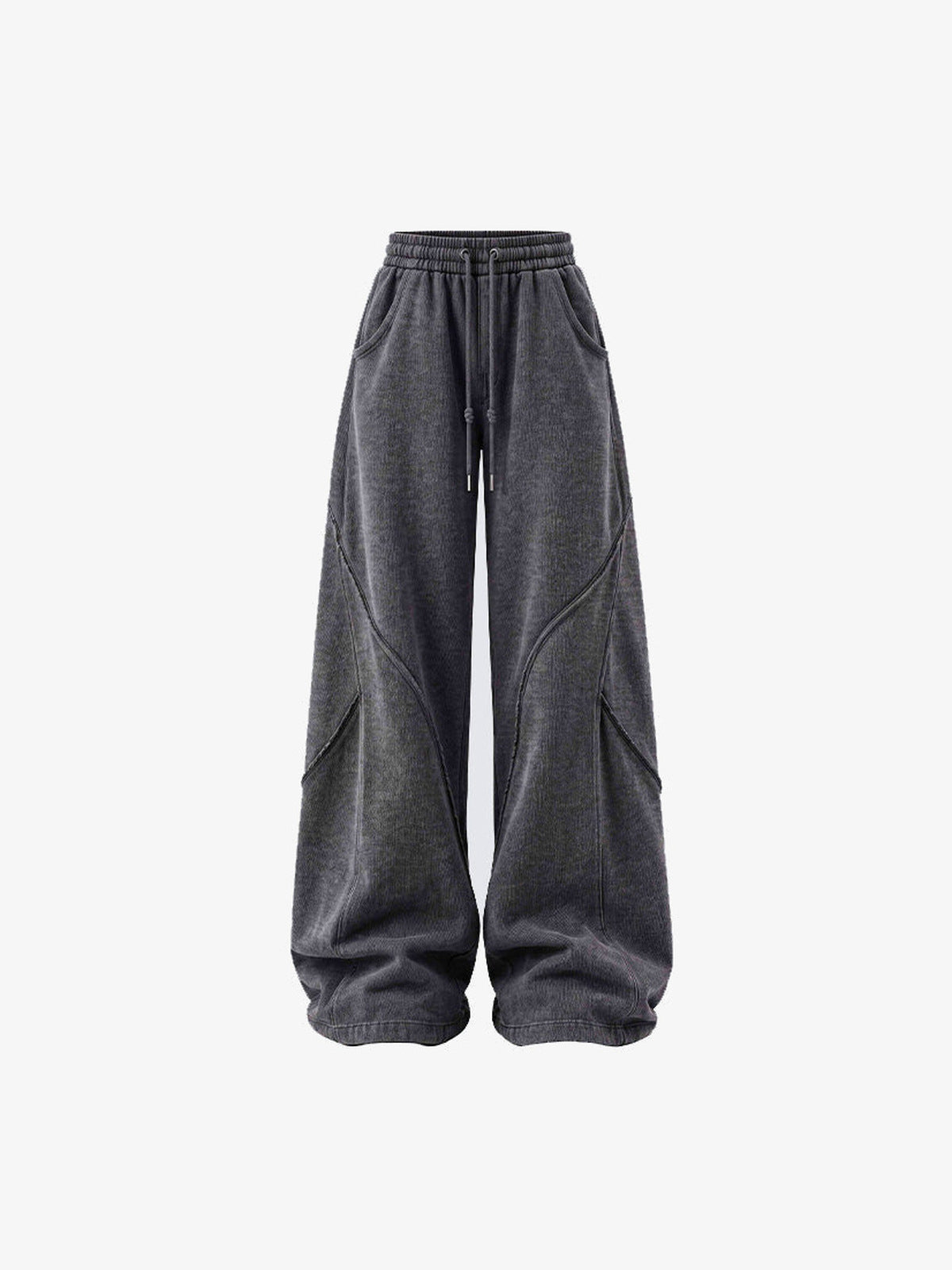 Washed Dark Grey Wide Leg Jogginghose – Washed Dark Grey, Vorderseite flach | XoKool