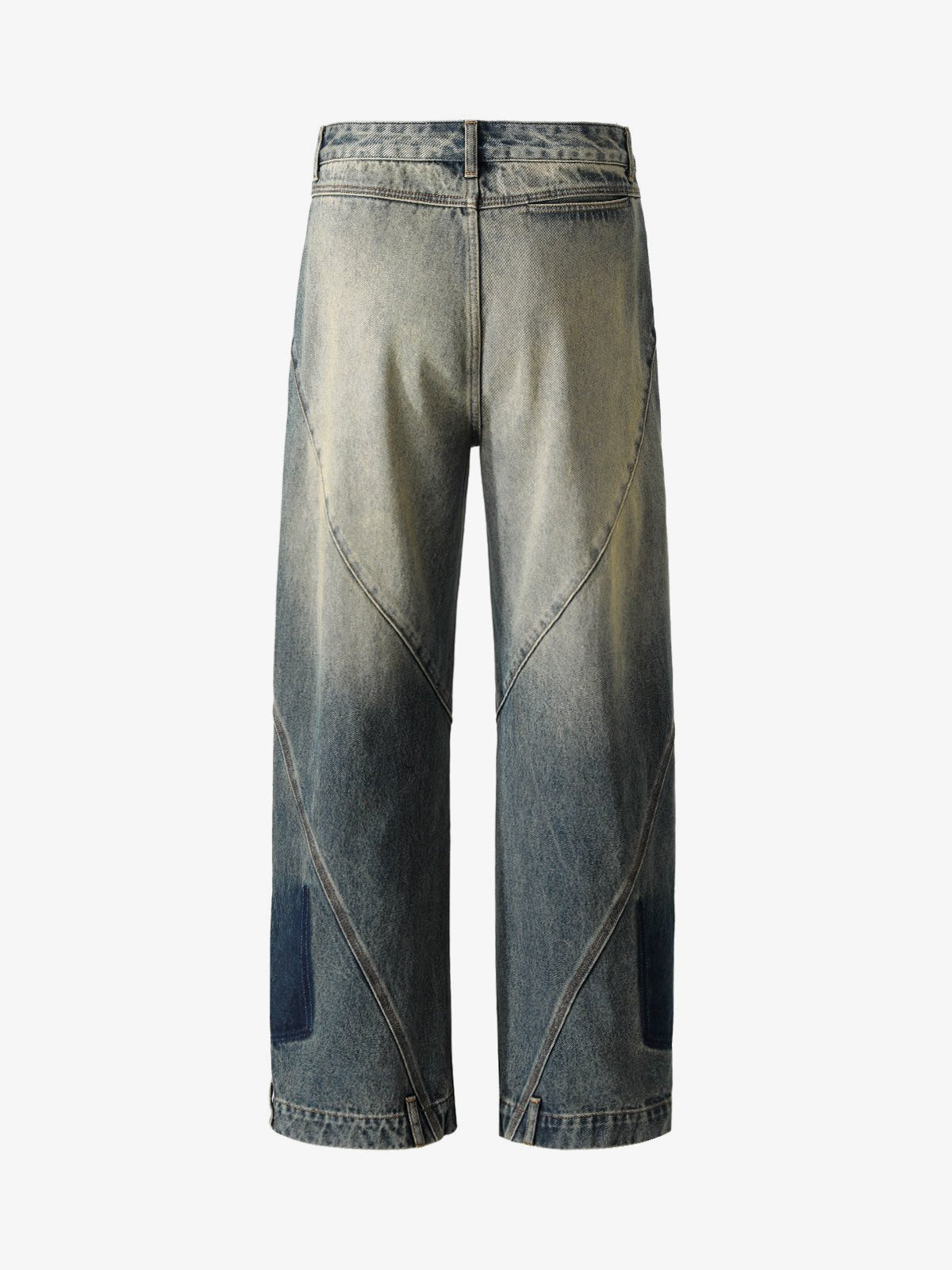 Relaxed Straight Leg Jeans with Curved Panels – back | XoKool