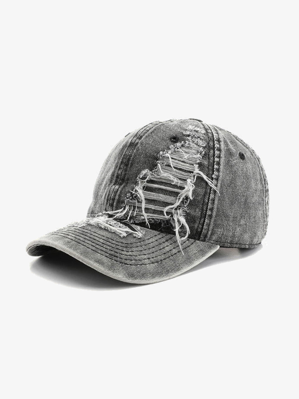 Washed Distressed Baseballcap in fünf Farben – Washed Schwarz, Schrägansicht | XoKool