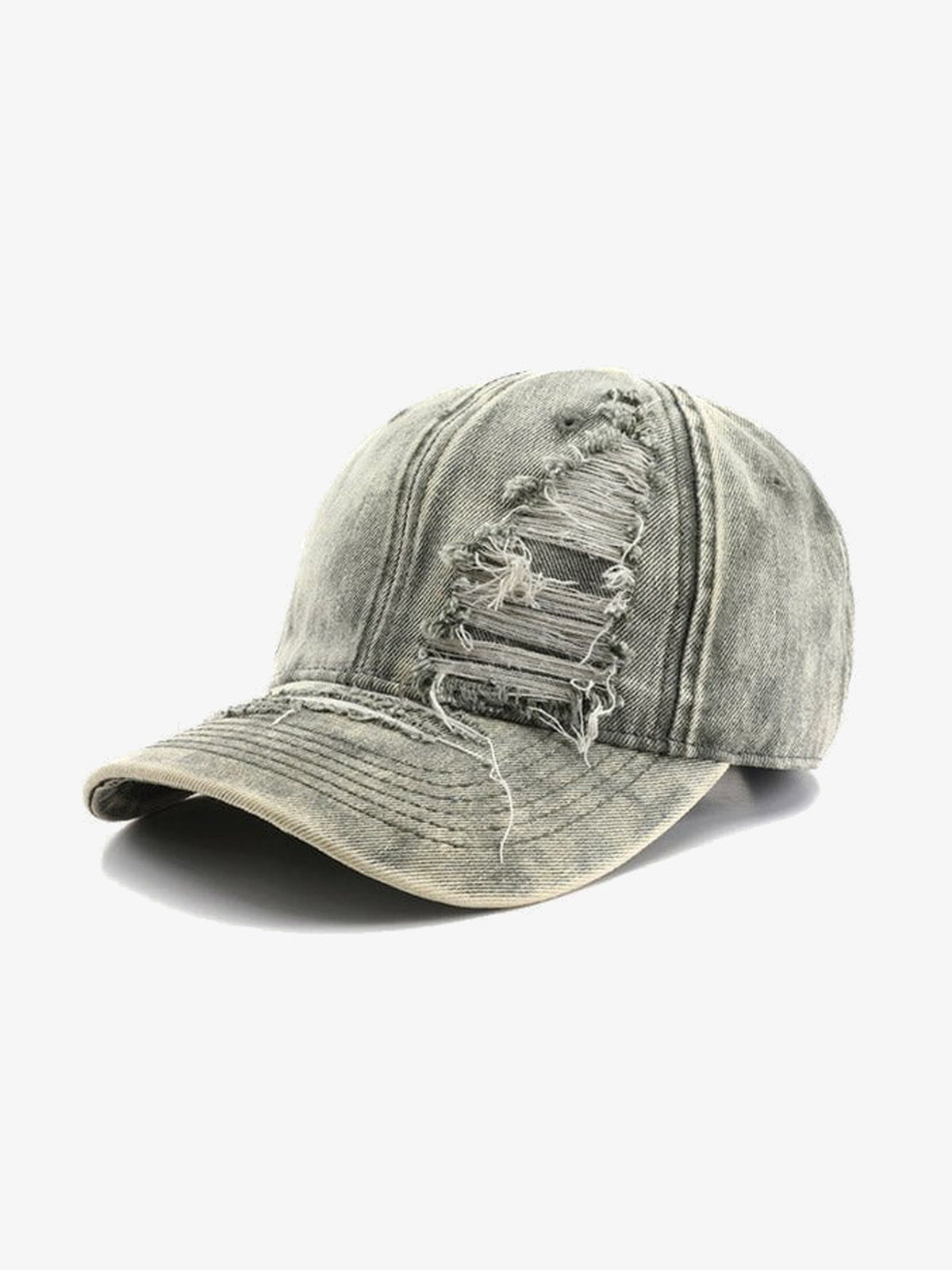 Washed Distressed Baseball Cap in Five Colors – Washed Grey, angled view | XoKool