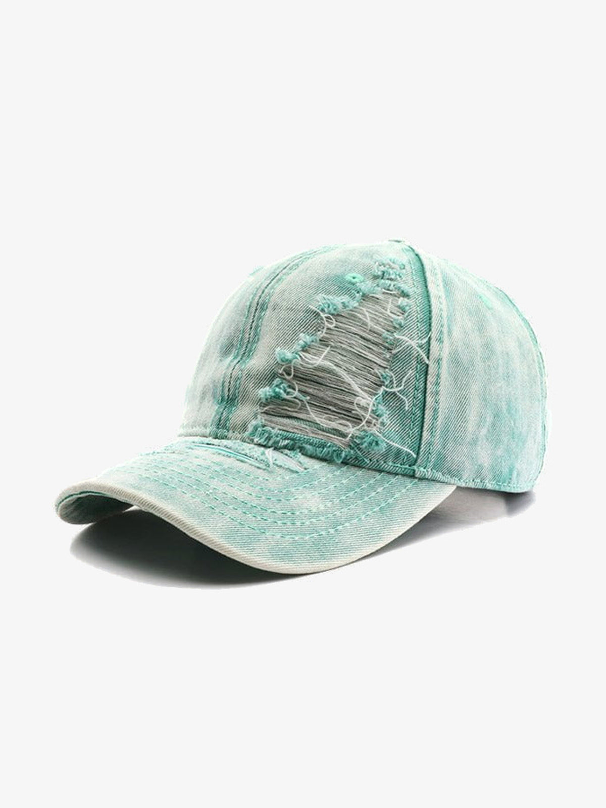 Washed Distressed Baseball Cap in Five Colors – Washed Teal, angled view | XoKool