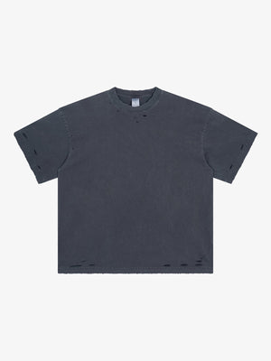 Washed boxy tee – Deep blue, front flat | XoKool