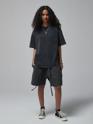 Washed boxy tee – on model, black | XoKool