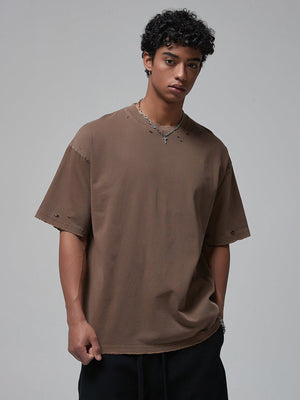 Washed boxy tee – on model, brown | XoKool