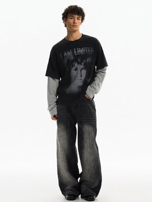 Double sleeve shirt – On model, black, full length | XoKool